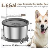 6.5L Dog Water Bowl No Spill 1.6 Gallon Stainless Steel Water Bowl for Dogs 220oz Large Capacity No Splash Slow Drinking Feeder with Anti-Slip Mat for Messy Drinkers - Retail: $37