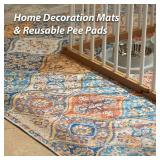 nunubaby 4PACK Washable Pee Pads for Dogs, Stylish, Non-Slip and Leak-Proof Pee Pads. Reusable Potty Pads for Dogs for Crates and Floors.(Cream/Multi, 18" x24" ) - Retail: $20