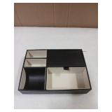 Baoyun Mens Valet Tray Organizer, Mens Jewelry Box, Nightstand Organizer for Men with 5 compartments, Faux Leather Key Tray for Entryway Table, Bedside Storage for Watch, Coin, Phone Gifts for Men - R