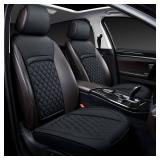 Joy Forserve Front Car Seat Covers for Volkswagen,Leather Waterproof Seat Protector Custom Fit Volkswagen VW Beetle Jetta Passat Tiguan Taos Atlas ID.4,2 Pack,Black