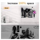 FUNKYLEE Hair Tool Organizer - Hair Dryer Holder, 3 in 1 Metal Bathroom Organizer Wall Mount for Flat Iron, Curling Iron, Straightener, Styling Tools Bathroom Storage and Organizer (Black) - Retail: $