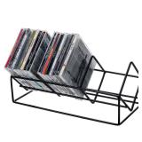 MyGift 3 Slot Modern Matte Black Metal Wire CD Storage Stand, Tabletop Compact Disc Holder Shelf, Video Game DVD Media Organizer Rack, Holds 30 Jewel Cases - Retail: $25