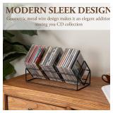 MyGift 3 Slot Modern Matte Black Metal Wire CD Storage Stand, Tabletop Compact Disc Holder Shelf, Video Game DVD Media Organizer Rack, Holds 30 Jewel Cases - Retail: $25