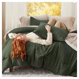 Bedsure Oversized Queen Comforter Set, Dark Green Soft Prewashed Bedding for All Seasons, 3 Pieces GentleSoft Bed Set, 1 Lightweight Comforter (98"x98") and 2 Pillowcases (20"x26") - Retail: $55
