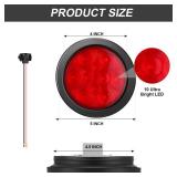 Treela 4 Inch Round LED Trailer Tail Lights, 10 LED Trailer Marker Lights Waterproof 12v Turn Brake Stop Light Sealed Flush Mount for Truck RV Boat(Red,12) - Retail: $57
