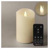 Softflame Flameless LED Candles with Remote Control, 3"x 5"Flickering 3D Moving Flame Battery Operated Candles in Real Wax Shell for Indoor Use, Home decor Ivory - Retail: $20