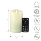 Softflame Flameless LED Candles with Remote Control, 3"x 5"Flickering 3D Moving Flame Battery Operated Candles in Real Wax Shell for Indoor Use, Home decor Ivory - Retail: $20