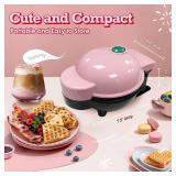 Mini Waffle Maker with 6 Removable Plates,Small Heart Waffle Maker Keto,3-in-1 Multi-plate set,Wafflera Iron for Kids Family&Individuals,4