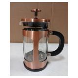 BAYKA French Press Coffee Tea Maker Small, Heat Resistant Thickened Borosilicate Glass Stainless Steel Single Serve Brewer, Cold Brew Cafetera Teapot, 21 Ounce 0.6 Liter,Copper - Retail: $26