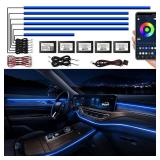 Acrylic Interior Car LED Strip Light with Wireless APP, RGB 6 in 1 & 175 inches 593 LEDs,Car Ambient Lighting Kits Sound Active Function Music Sync LED Strip for Car Accessories - Retail: $37