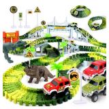 AUUGUU Dinosaur Toys - Create A Dino World with Flexible Race Track, Birthday Gift for Kids Ages 3+, Toys for 3 4 5 Year Old Boys - Retail: $30