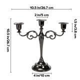 YOUEON 3 Arm Black Candelabra, Candelabra Candle Holder, 10 Inch Tall Candlesticks Holder, Elegant Taper Candle Holder Centerpiece for Wedding, Church, Halloween, Dining, Home Decor - Retail: $18