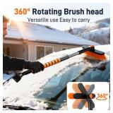 Sartis 33" Snow Brush and ice Scraper for car Windshield, 2 in 1 with 360°Rotating Brush Head, Thick PVC Brush,Detachable and Assembled, with Ergonomic Foam Grip for Cars(Heavy Duty ABS,Orange) - Ret