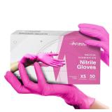 Fuchsia Hot Pink Nitrile Disposable Gloves - 50 Count - 3 Mil Nitrile Gloves Medium - Powder and Latex Free Rubber Gloves - Surgical Medical Exam Gloves - Food Safe Cooking Gloves - Retail: $6