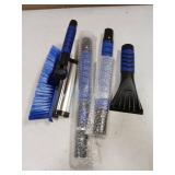 SKYJDM 62.4" Foldable Snow Brush and Ice Scrapers for Car Windshield, Adjustable & Extendable Ice Removal Tool with Non-Slip Foam Grip, 180° Pivoting Snow Brush for Car, SUV, Truck, Blue