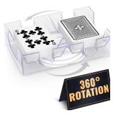 Playing Cards Holder Rotating 360° Compact Plastic Playing Card Tray for Easy Access 2 Decks with Smooth Rotation | Organizes Multiple Decks for Canasta, Poker & More, Great for Valentines Day Gift -