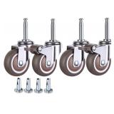 NERILEE 2 Inch Rubber Caster Wheel Set of 4(2 with Brakes & 2 Without) with 5/16" x 1-1/2" (8 x 38mm) Stem Sockets, for Furniture Crib Trolley Dining Car Casters - Retail: $14