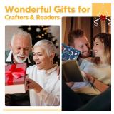 Neck Reading Light, Book Light for Reading in Bed, Eye-friendly Wide Reading Lamp, Bendable Arms & 2 Bright Lights, Rechargeable Booklight Stepless Dimming, Book Lover Gifts Knitting Crochet Craft - R