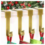 SPSHENG Gold Stocking Holdears for Mantle Set of 4, Christmas Stocking Holders, Stocking Hangers Hooks for Mantle for Christmas Ornaments for Counter Tables, Fireplace Mantle Decoration - Retail: $10