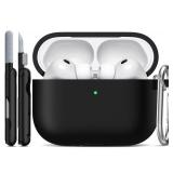 R-fun for AirPods Pro 3 Case (2025), Soft Silicone Protective Case Cover Compatible with Apple AirPods Pro 3rd Generation (USB-C Cable) for Women Men with Cleaning Kit and Keychain, Black - Retail: $3