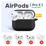 R-fun for AirPods Pro 3 Case (2025), Soft Silicone Protective Case Cover Compatible with Apple AirPods Pro 3rd Generation (USB-C Cable) for Women Men with Cleaning Kit and Keychain, Black - Retail: $3