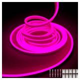 Maxlaxer Pink LED Neon Strip Light 16.4ft/5m 12V DC Waterproof Flexible Light Strip for Indoor and Outdoor Decor, Bedroom, Kitchen, Party, TV Backlight.(Power Adapter not Included) - Retail: $17