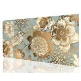 Desk Mat, 32" x 16" XXL Extended Large Gaming Mouse Pad, Desktop Decor Desk Pad, Cute Men Women Office Supplies and Accessories, XL Mouse Mat for Laptop & Keyboard, Retro Flower and Bird - Retail: $17
