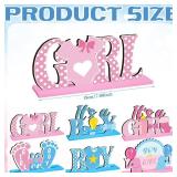 Suzile 6 Pcs Baby Gender Reveal Centerpieces Table Wooden Decorations Blue Pink Gender Reveal Party Decor for Unisex He or She Boy or Girl Baby Shower Pregnancy Announcements Newborn Party Supplies - 