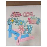 Suzile 6 Pcs Baby Gender Reveal Centerpieces Table Wooden Decorations Blue Pink Gender Reveal Party Decor for Unisex He or She Boy or Girl Baby Shower Pregnancy Announcements Newborn Party Supplies - 