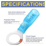 haisstronica 100pcs 5/16" Blue Marine Grade Heat Shrink Ring Connectors,16-14 Gauge Tinned Red Copper 0.7mm Ring Terminals Connectors,Brazed-Seam Insulated Electrical Crimp Wire Terminals - Retail: $1