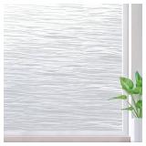 rabbitgoo Window Privacy Film Frosted Glass Film Removable Vinyl Door Coverings UV Blocking Decorative Static Cling Non-Adhesive Window Clings Sticker for Home Decor, 17.5 x 78.7 Inches - Retail: $7
