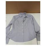 Women Y2k Button Down Shirt Vintage Long Sleeve Cute E-Girls V Neck Slim Fit Crop Top Fairy 90S Coquette Blouse (Gray Medium) - Retail: $22
