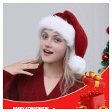 Slsxip Unisex Plush Classic Santa Hat for Xmas New Year Party Headwear (Burgundy) - Retail: $8