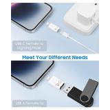 MoKo USB C Female to Lightning Male Adapter, Lightning Male to USB-A Female OTG Adapter Connector for iPhone 14/13/12/11 Pro Max/iPad/iPod/AirPods, Support 10W Fast Charging/Data Transfer/Audio - Reta