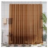AmazerBath Premium EVA Shower Curtain Amber, Luxury Clear Brown Jelly-Like Soft Waterproof Shower Curtain with 3 Weighted Stones and 12 Grommets, Recyclable Packaging - Retail: $14
