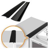 Lindas Essentials Silicone Stove Gap Covers (2 Pack), Heat Resistant Oven Gap Filler Seals Gaps Between Stovetop and Counter, Easy to Clean Stove Gap Guard (21 Inches, Black) - Retail: $10