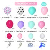 Amandir 152pcs Hot Pink and Teal Blue Balloon Garland Arch Kit, Different Sizes 12 10 5 Purple Rose Red Confetti White Dots Turquoise Balloons for Spa Girls Surprise Birthday Baby Shower Decorations -