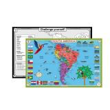 Tot Talk South America Educational Placemat for Kids Made in USA Double-Sided, Countries, Capitals, Country Flags, Waterways, Landmarks & Memory Quiz Waterproof Wipeable, 17.5 x 11.5 - Retail: $10
