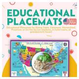 Tot Talk South America Educational Placemat for Kids Made in USA Double-Sided, Countries, Capitals, Country Flags, Waterways, Landmarks & Memory Quiz Waterproof Wipeable, 17.5 x 11.5 - Retail: $10