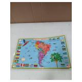 Tot Talk South America Educational Placemat for Kids Made in USA Double-Sided, Countries, Capitals, Country Flags, Waterways, Landmarks & Memory Quiz Waterproof Wipeable, 17.5 x 11.5 - Retail: $10