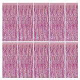 Pink Tinsel Foil Fringe Curtains Wavy Backdrop for Parties Sparkle Metallic Wavy Foil Fringe Backdrop Curtain for Party Decorations Photo Booth Props for Birthday Graduation Wedding 9pk - Retail: $20