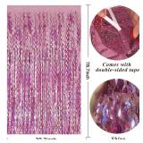 Pink Tinsel Foil Fringe Curtains Wavy Backdrop for Parties Sparkle Metallic Wavy Foil Fringe Backdrop Curtain for Party Decorations Photo Booth Props for Birthday Graduation Wedding 9pk - Retail: $20