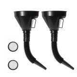 Sylvil 2-Piece Wide Mouth Oil Funnel with Flexible Extension, Auto Nozzle Hose Funnel with Handle and Removable Mesh Screen Filter, for Water, Gas, Coolant, Transmission, Engine Oil, Car Accessories -