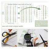 Naphite Green and White Peel and Stick Wallpaper Boho Contact Paper for Cabinet Drawer Striped Self Adhesive Removable Wallpaper for Bedroom Modern Dot Nursery Kid Waterproof Shelf Liner17.3inW 197inL