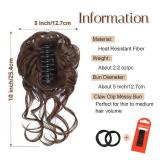 Foaoit Messy Bun Hair Piece Claw Clip Bun Hair Accessories for Women Messy Wavy Curly Hair Bun Extensions Short Tousled Updo Synthetic Hair Bun Ponytail Extension(Medium chestnut Brown) - Retail: $14
