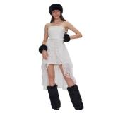 Fancylovesotio 5 Pieces Faux Fur Headband Arm Cuffs Leg Warmers Ear Furry Warmers for Cold Weather Furry Costumes (Black) - Retail: $20