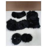Fancylovesotio 5 Pieces Faux Fur Headband Arm Cuffs Leg Warmers Ear Furry Warmers for Cold Weather Furry Costumes (Black) - Retail: $20