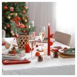 Stmarry Red Flameless Taper Candles with Remote Control - 11 Inch LED Candlesticks Battery Operated, Realistic 3D Flame with Wick, Timer, Christmas Decor - Set of 6 - Retail: $20