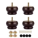 Maricome 2 Inch Wood Furniture Feet Set of 4 Replacement Bun Feet Predrilled M8 Bolt Small Round Furniture Legs for Sofa Couch Ottoman Screw in - Retail: $20