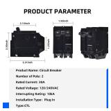 30 Amp Breaker, CNAODUN 2 Pole Circuit Breaker 120/240VAC 10KA Plug-in Mount - Retail: $14